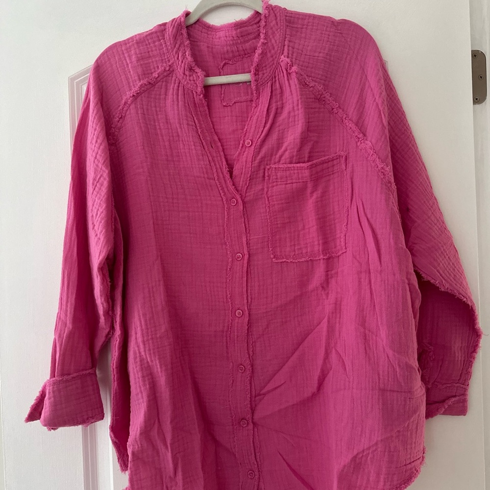 Aerie Fuchsia Button-Down Shirt